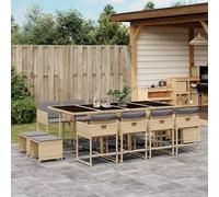 vidaXL Salon de jardin 13 pièces avec coussins gris clair Poly rotin