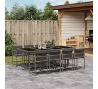 Vidaxl Ensemble À Manger De Jardin Et Coussins 9 Pcs Marron Poly Rotin