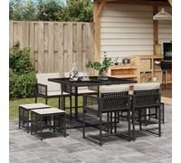 Ensemble à Manger de Jardin avec Coussins Table 17pcs Noir Résine Tressée vidaXL