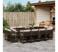 Ensemble à Manger de Jardin avec Coussins Table 17pcs Noir Résine Tressée vidaXL
