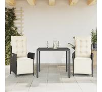 3-delige Tuinset met kussens poly rattan zwart3213320