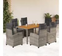 Ensemble à Manger de Jardin avec Coussins Table 5 pcs Gris Résine Tressée vidaXL