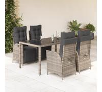 Vidaxl Ensemble À Manger De Jardin Coussins 5pcs Noir Résine Tressée