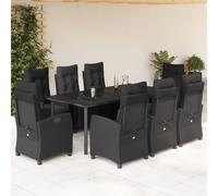 Ensemble à Manger de Jardin avec Coussins Table 5 pcs Noir Résine Tressée vidaXL