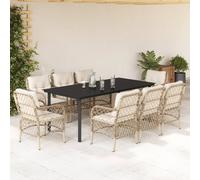 Ensemble à Manger de Jardin avec Coussins Table 5pcs Beige Résine Tressée vidaXL