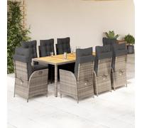 Ensemble à Manger de Jardin avec Coussins Table 7 pcs Gris Résine Tressée vidaXL