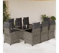 Ensemble à Manger de Jardin avec Coussins Table 7 pcs Noir Résine Tressée vidaXL