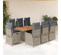 Vidaxl Ensemble À Manger De Jardin 9 Pcs Coussins Gris Résine Tressée