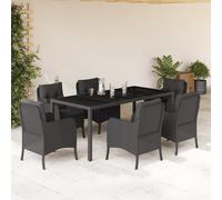 Ensemble à Manger de Jardin avec Coussins Table 5 pcs Noir Résine Tressée vidaXL
