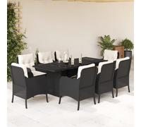 Ensemble à Manger de Jardin avec Coussins Table 9 pcs Noir Résine Tressée vidaXL
