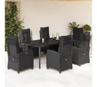 Ensemble à Manger de Jardin avec Coussins Table 9 pcs Noir Résine Tressée vidaXL