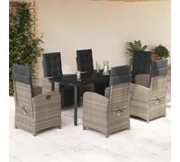 Ensemble à Manger de Jardin avec Coussins Table Gris Résine Tressée vidaXL
