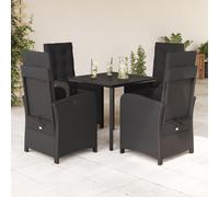 Ensemble à Manger de Jardin avec Coussins Table Noir Résine Tressée vidaXL