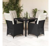 vidaXL Ensemble de jardin 5 pièces avec coussins Noir Poly Rattan