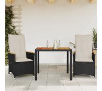 Ensemble à Manger de Jardin Coussin Mobilier Balcon Patio Terrasse Noir vidaXL