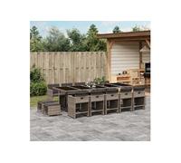 Ensemble à Manger de Jardin Coussins Patio 17 pcs Noir Résine Tressée vidaXL