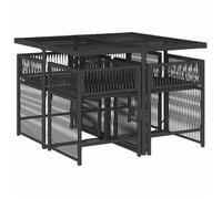 Ensemble à manger de jardin coussins (5 pcs),CLARENCE® Table de Balcon et 4 chaises de jardin, Noir Résine tressée 110x106x73cm C623