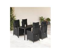 Ensemble à manger de jardin coussins 5pcs Noir Résine tressée 3213188