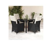 vidaXL Ensemble de jardin 5 pièces avec coussins Noir Poly Rattan