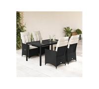 vidaXL Ensemble de jardin 5 pièces avec coussins Noir Poly Rattan
