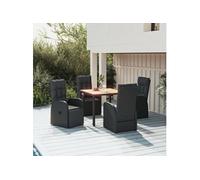 Ensemble à manger de jardin coussins 5pcs Noir Résine tressée vidaXL