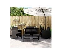Ensemble à manger de jardin coussins 6pcs noir résine tressée363398