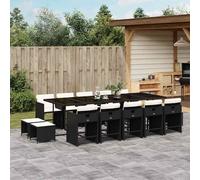 vidaXL Ensemble de jardin 15 pièces avec coussins Gris Poly rotin