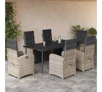 Ensemble à Manger de Jardin Coussins Table Gris Clair Résine Tressée vidaXL