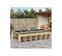 vidaXL Ensemble de jardin 13 pièces avec coussins Mélange beige Poly rotin