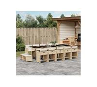 vidaXL Salon de jardin 15 pièces avec coussins Beige Poly Rattan