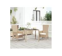 Ensemble à manger de jardin et coussins 3 pcs Beige poly rotin, ensemble de salle à manger, ensemble de salle à 3157567