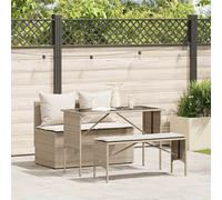 vidaXL Ensemble à Manger de Jardin et Coussins 3 pcs Beige Poly rotin, Ensemble de Salle à Manger d'extérieur, Meuble de Salle à Manger de Jardin, Table et chaises de Jardin