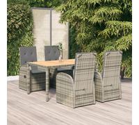Ensemble à manger de jardin et coussins 7 pcs gris rotin vidaXL