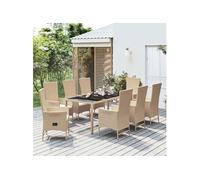 Ensemble à manger de jardin et coussins 7 pcs beige poly rotin vidaXL
