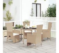 vidaXL Salon de jardin 5 pièces avec coussins Beige Poly Rattan