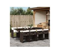 Ensemble à Manger de Jardin et Coussins 9 pcs, Chaises à Manger avec Accoudoirs, Ensemble de Meubles avec Table, 3211101