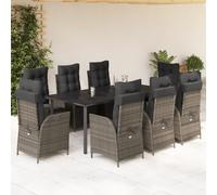 Ensemble à Manger de Jardin et Coussins Meubles 9 pcs Gris Résine Tressée vidaXL