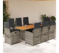 Vidaxl Ensemble À Manger De Jardin 9 Pcs Coussins Gris Résine Tressée