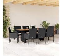 vidaXL Ensemble à Manger de Jardin avec Coussins 9 pcs, Table et Chaise de Terrasse, Meubles de Patio, Mobilier d'Extérieur,