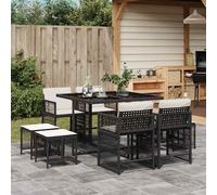 9-delige Tuinset met kussens poly rattan gemengd beige3211680