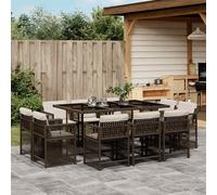 Ensemble à Manger de Jardin et Coussins Table 13pcs Marron Résine Tressée vidaXL