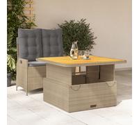 Ensemble à Manger de Jardin et Coussins Table 2 pcs Beige Résine Tressée vidaXL