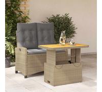 Ensemble à Manger de Jardin et Coussins Table 2 pcs Beige Résine Tressée vidaXL