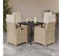 Ensemble à Manger de Jardin et Coussins Table 3 pcs Beige Résine Tressée vidaXL