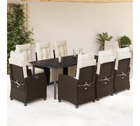 Ensemble à Manger de Jardin et Coussins Table 7 pcs Marron Résine Tressée vidaXL
