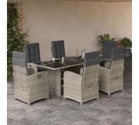 vidaXL Ensemble à Manger de Jardin avec Coussins 7 pcs, Table et Chaises avec Dossier Réglable, Meubles d'Extérieur Patio 3212254 Marron G