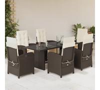 Ensemble à Manger de Jardin et Coussins Table 9 pcs Beige Résine Tressée vidaXL
