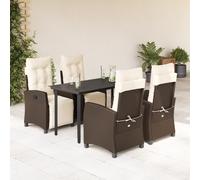vidaXL Ensemble à Manger de Jardin 5 pcs et Coussins Marron Poly rotin