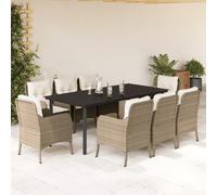 Ensemble à Manger de Jardin et Coussins Table Beige Résine Tressée vidaXL