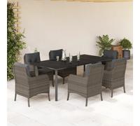 Vidaxl Ensemble À Manger De Jardin Et Coussins 7 Pcs Gris Rotin